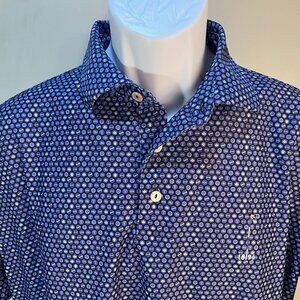 Peter Millar Men's blue, purple & white Summer Comfort golf polo shirt Medium M